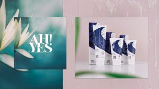 Collage Featuring Flower With AH! YES Logo And A Range Of AH! YES OB Lubricant In Varied Sizes