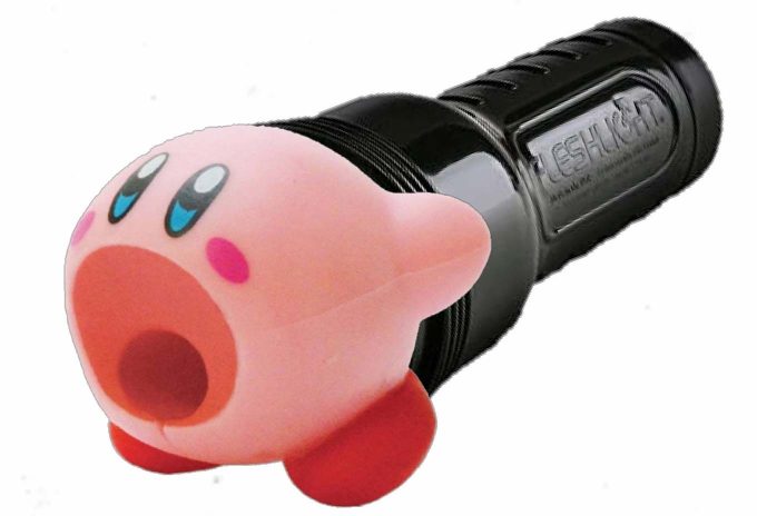 photoshopped image of a cursed kirby fleshlight, meant to be funny