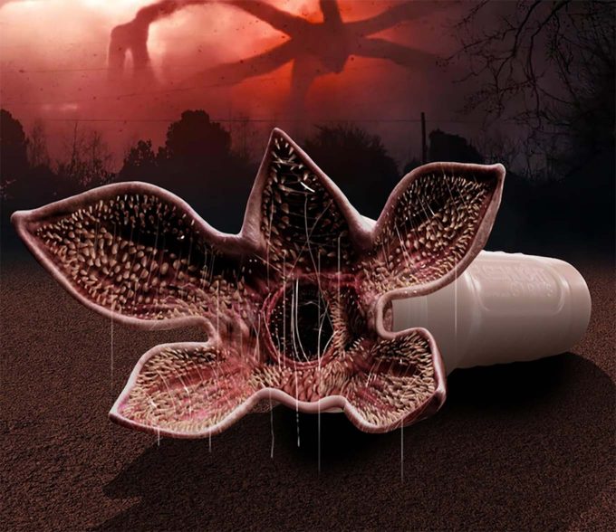 photoshopped image of a fleshlight made to look like the demogorgon from stranger things