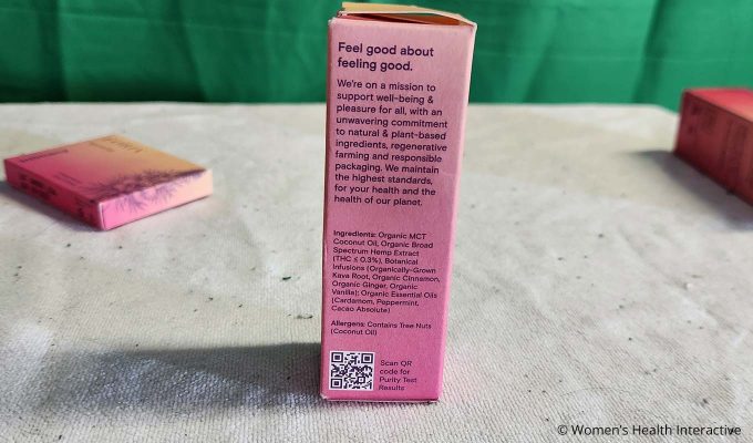 foria awaken arousal oil box back showing qr code