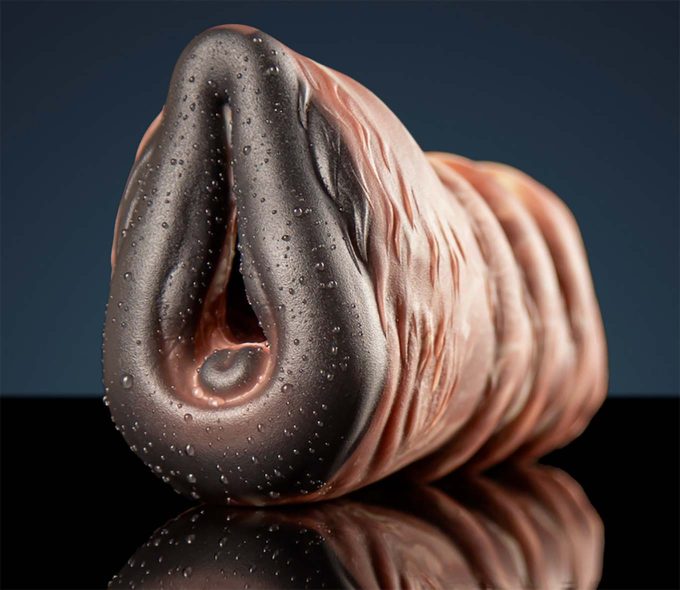photograph of a fleshlight sleeve designed to look like a horse's giant vulva